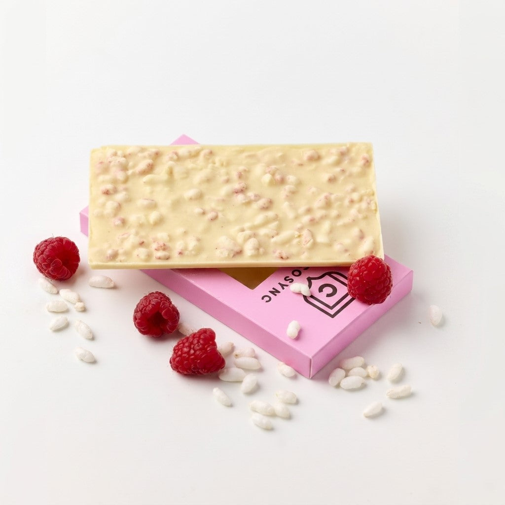 Raspberry Powder–Coated Puffed Rice Milk Chocolate